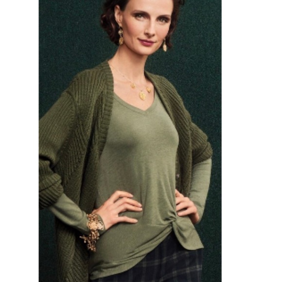 Cabi sage green, twist knot front tee. - Picture 2 of 7